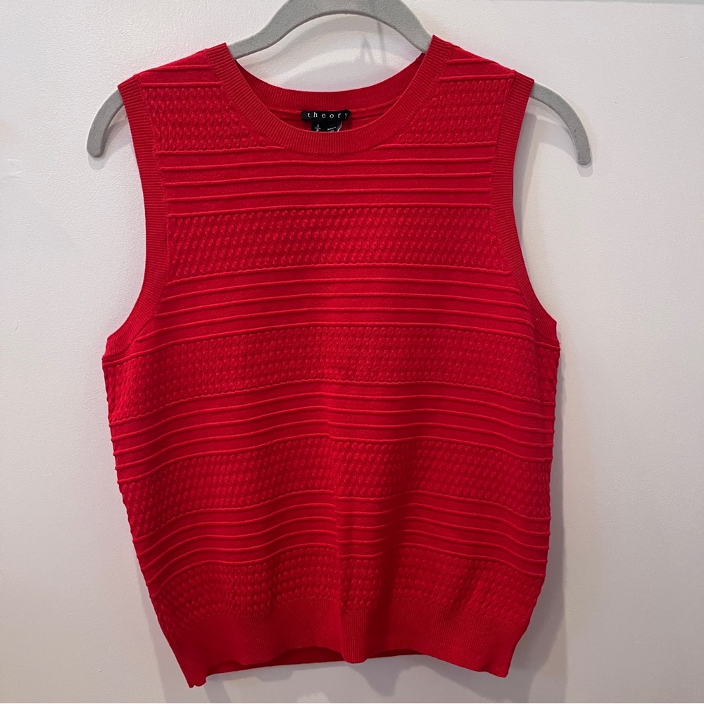 Theory JunJeen Prosecco Top Red Orange Knit Sleeveless - Picture 2 of 7